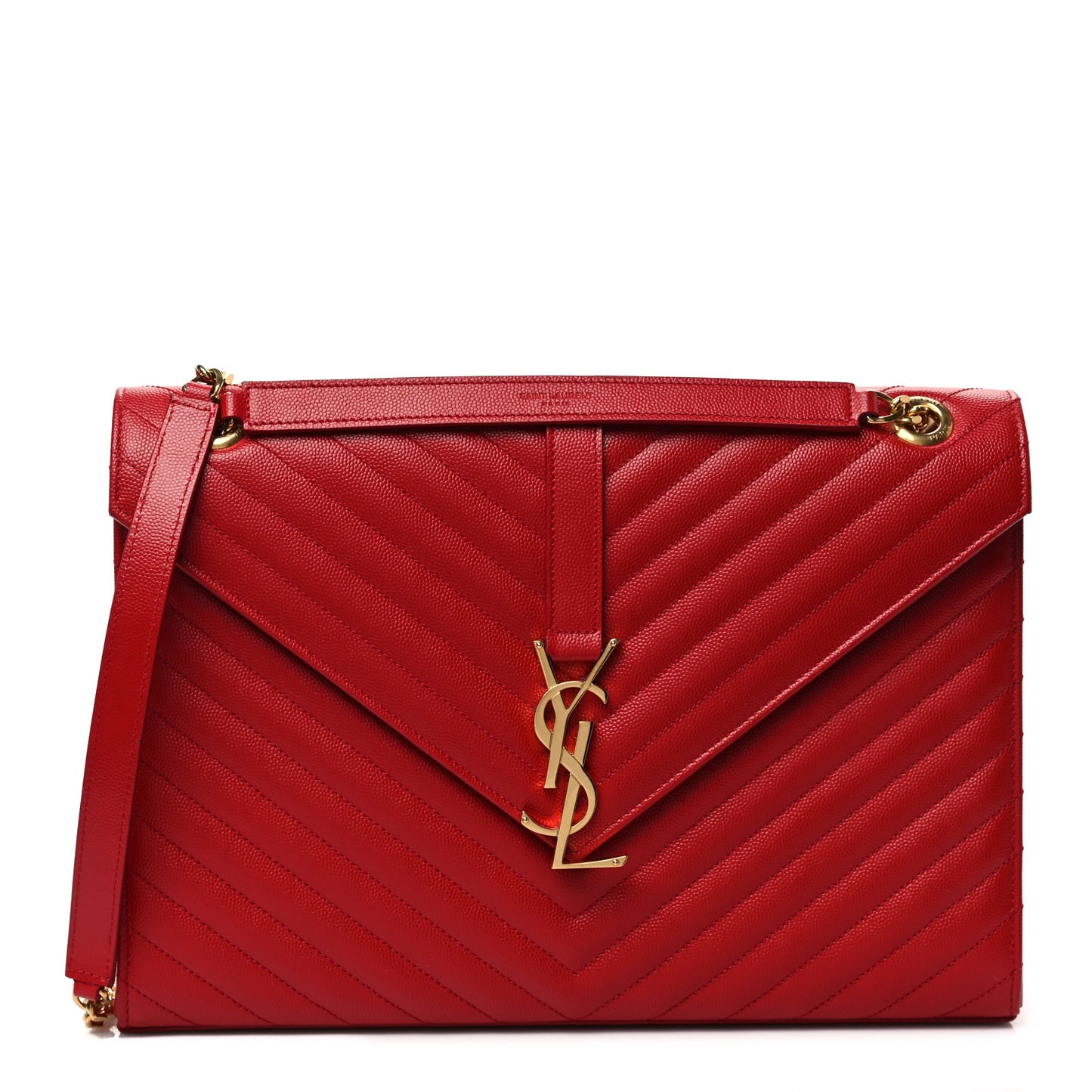 Grain De Poudre Matelasse Chevron Large Monogram Satchel Lipstick Red