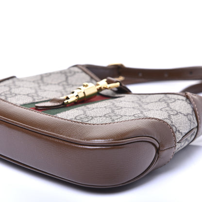 Gucci GG Supreme Monogram Azalea Calfskin Web Mini Jackie 1961 Hobo Beige Ebony Brown Sugar 7 of 15