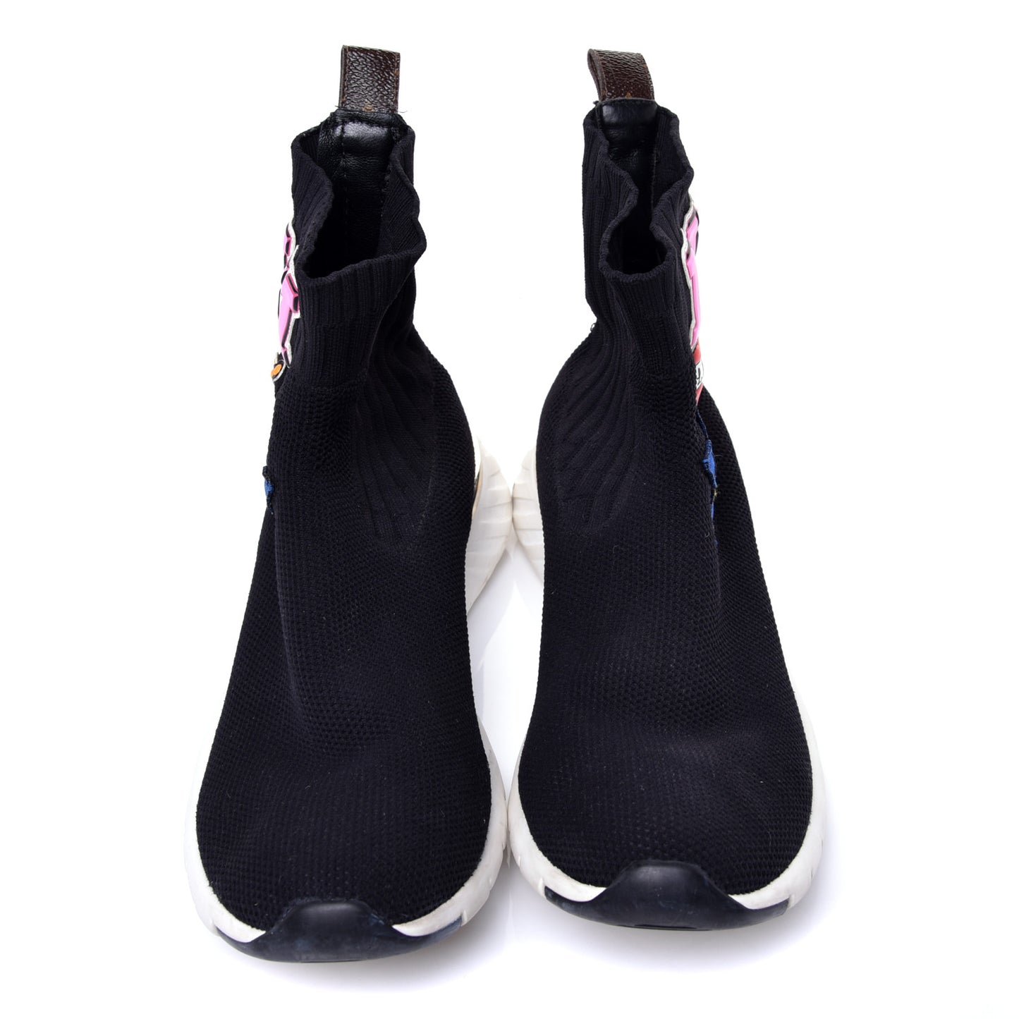 Stretch Fabric LV Black Heart Sock Sneaker 39 Black