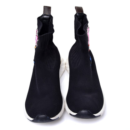 Louis Vuitton Stretch Fabric LV Black Heart Sock Sneaker 39 Black 5 of 11