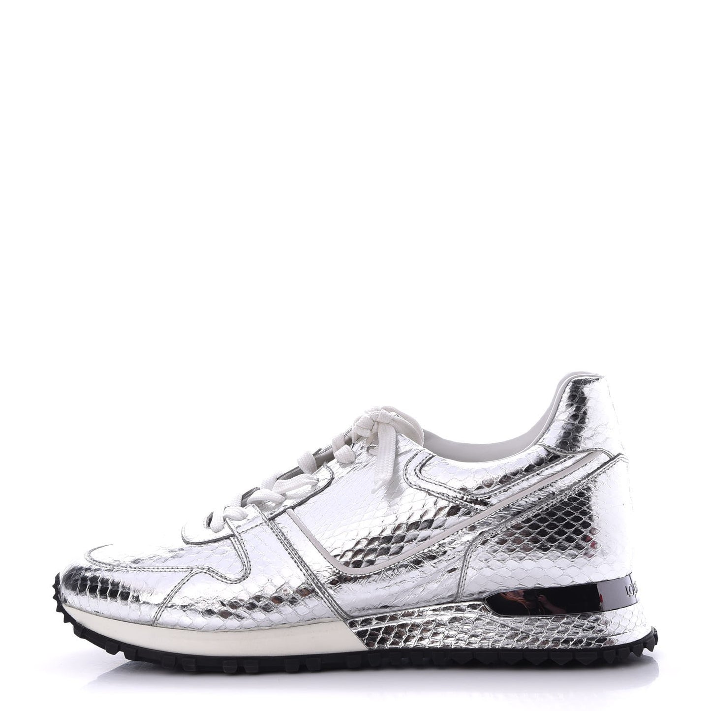 Metallic Python Run Away Sneakers 38.5 Silver
