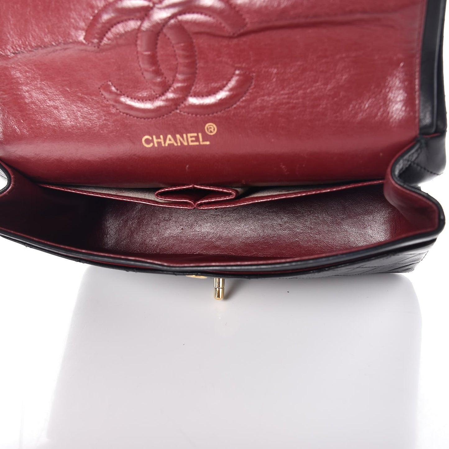 Lambskin Quilted Medium Double Flap Black