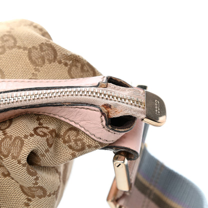 Gucci Monogram Web Medium Half Moon Hobo Blue Pink 13 of 15