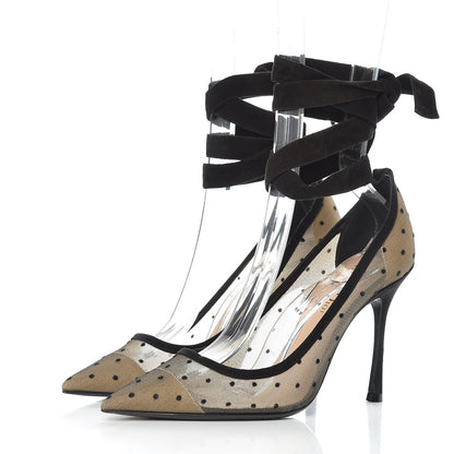 Christian Dior Suede Calfskin Plumetis Lovely-D Ankle Wrap Pumps 36.5 Black 3 of 7