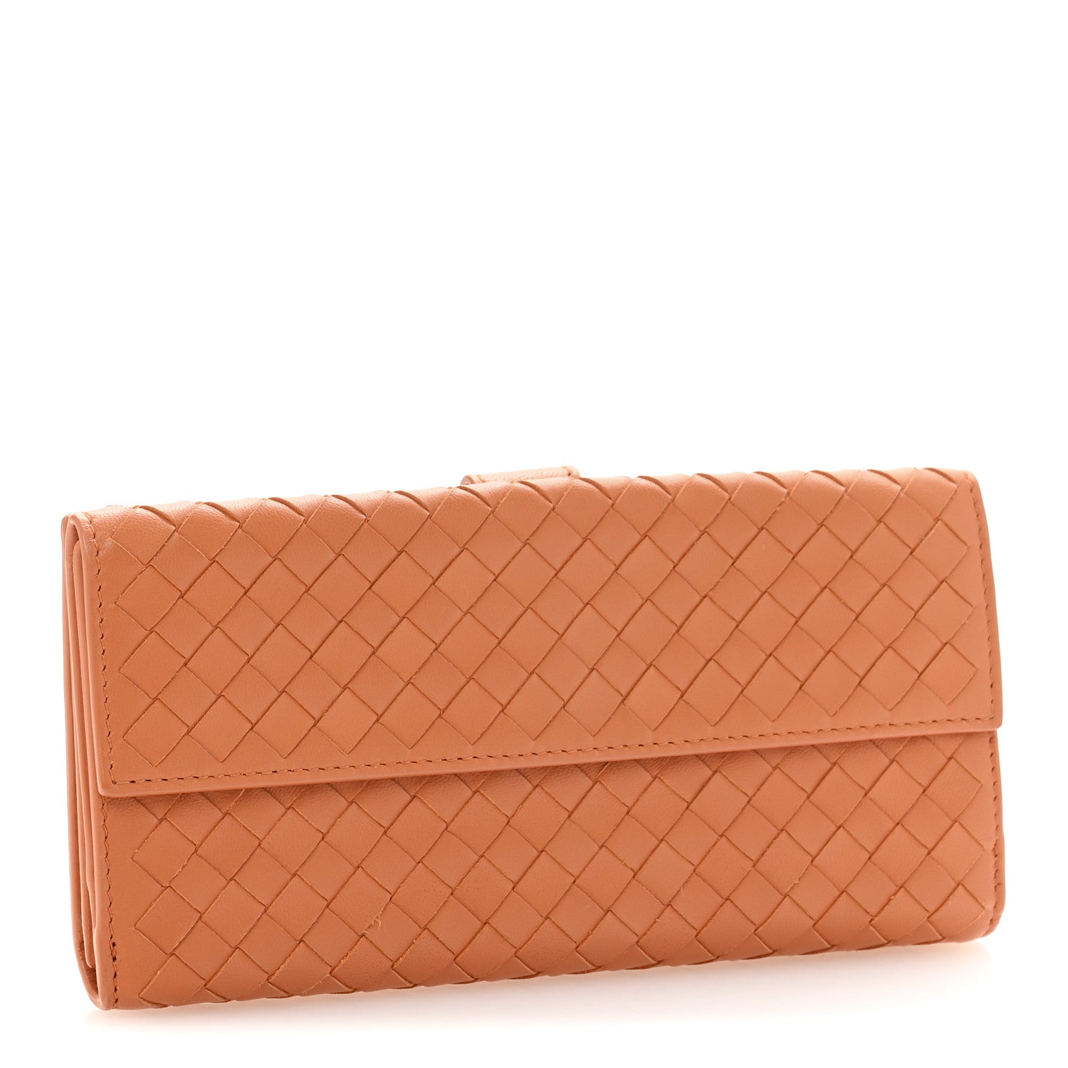 Bottega Veneta Nappa Intrecciato Continental Snap Wallet Tangerine 3 of 9