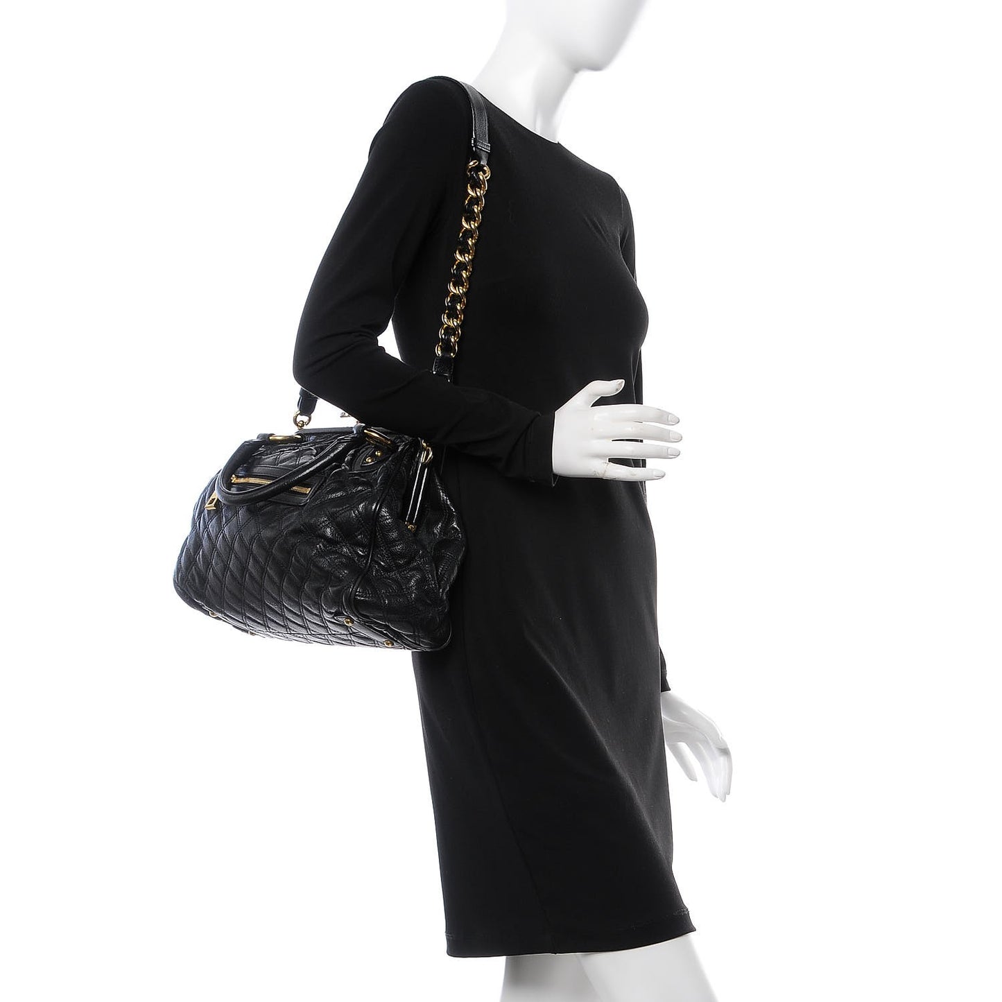 Calfskin Quilted Stam Black