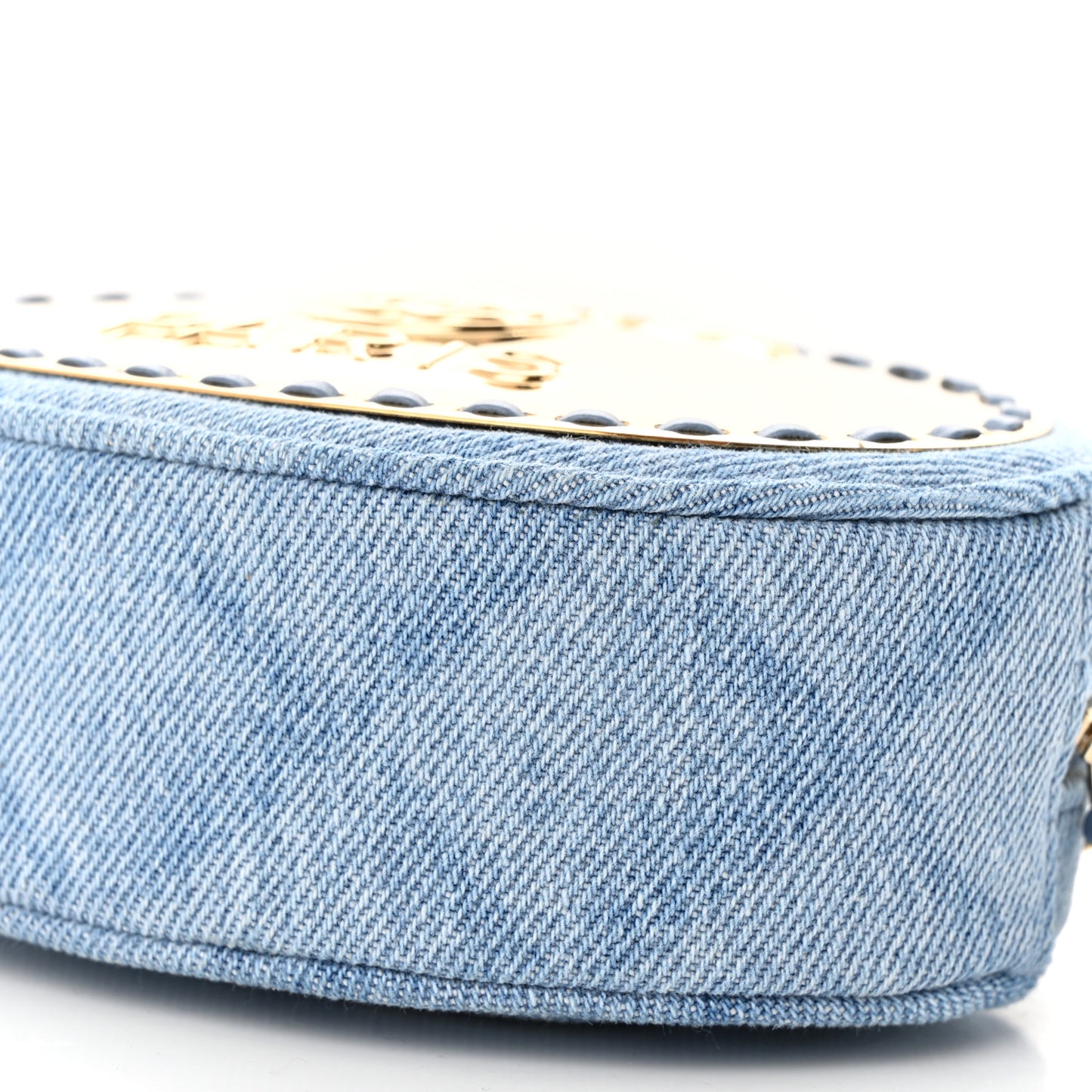 Denim Printed Chain Clutch Dark Blue
