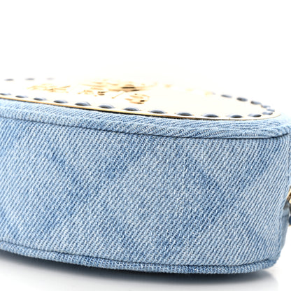 Chanel Denim Printed Chain Clutch Dark Blue 10 of 10