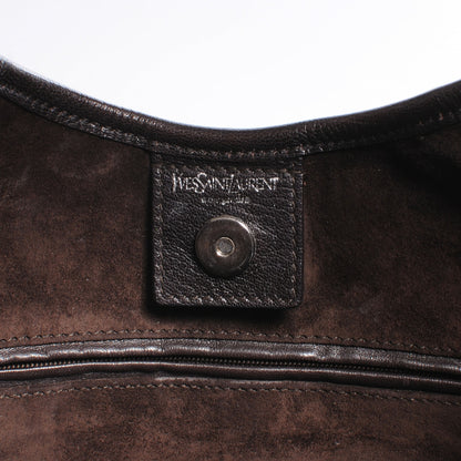 Saint Laurent Suede and Mink Mombasa Horn Hobo Brown 5 of 7