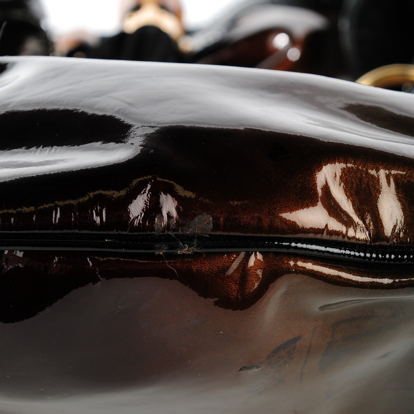 Patent Large Indy Top Handle Bag Bronze Black