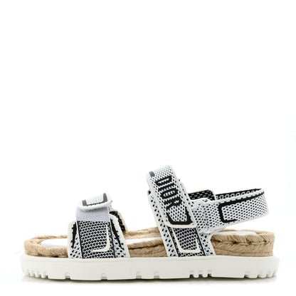 Christian Dior Technical Knit Jute Dioract 10mm Sandals 36 White Black 1 of 9