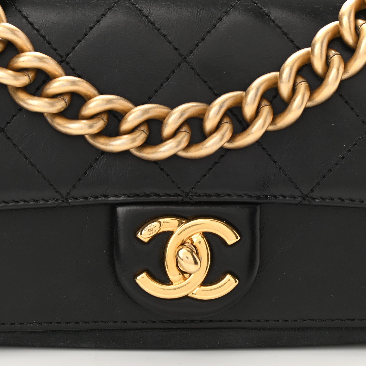Chanel Iridescent Calfskin Quilted Mini Straight Lined Flap Black 9 of 12
