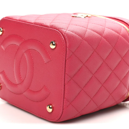 Chanel Caviar Quilted Small Top Handle Vanity Case With Chain Dark Pink 9 of 10