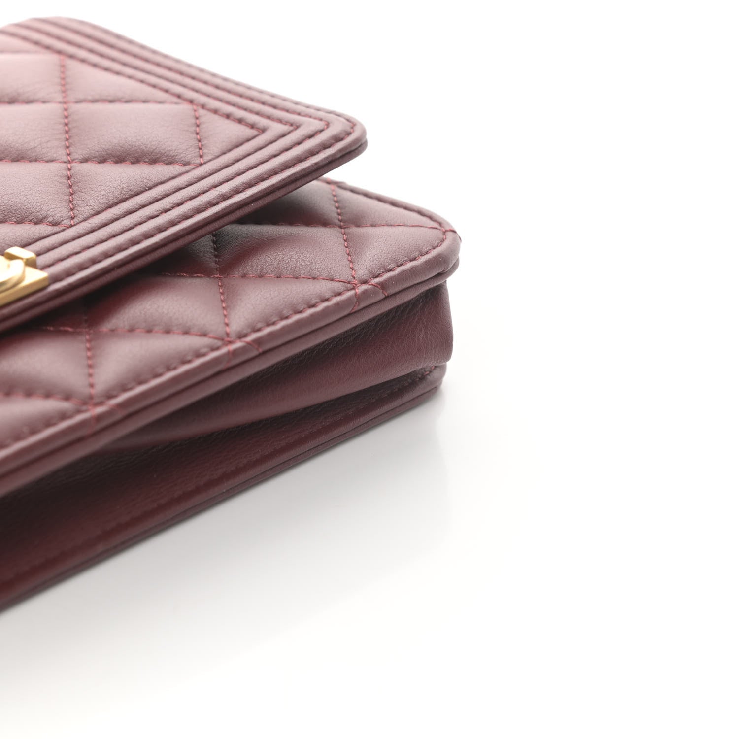 Chanel Lambskin Quilted Boy Wallet On Chain WOC Burgundy 14 of 14