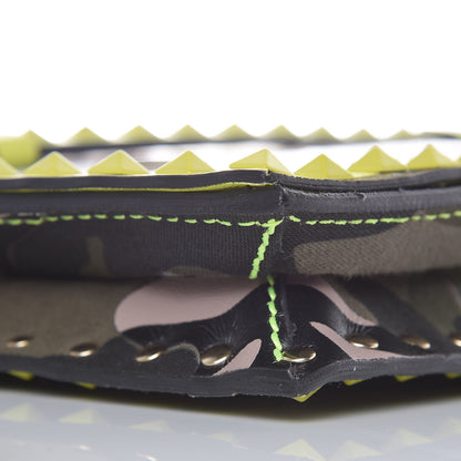 Valentino Garavani Nappa Canvas Camouflage Rockstud Wristlet Clutch Yellow Fluo Green 8 of 12