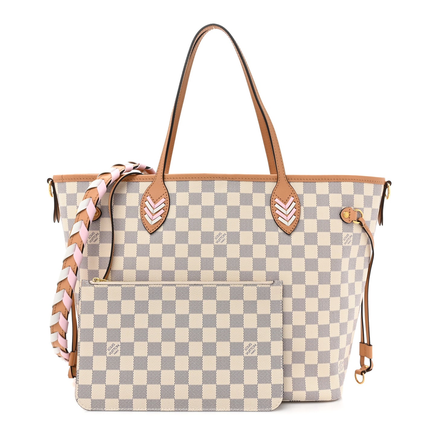 Damier Azur Braided Neverfull MM Orange