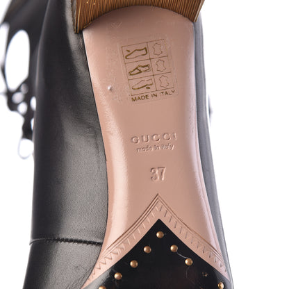 Gucci Calfskin Heloise Lace Up Ankle Boots 37 Black 6 of 11