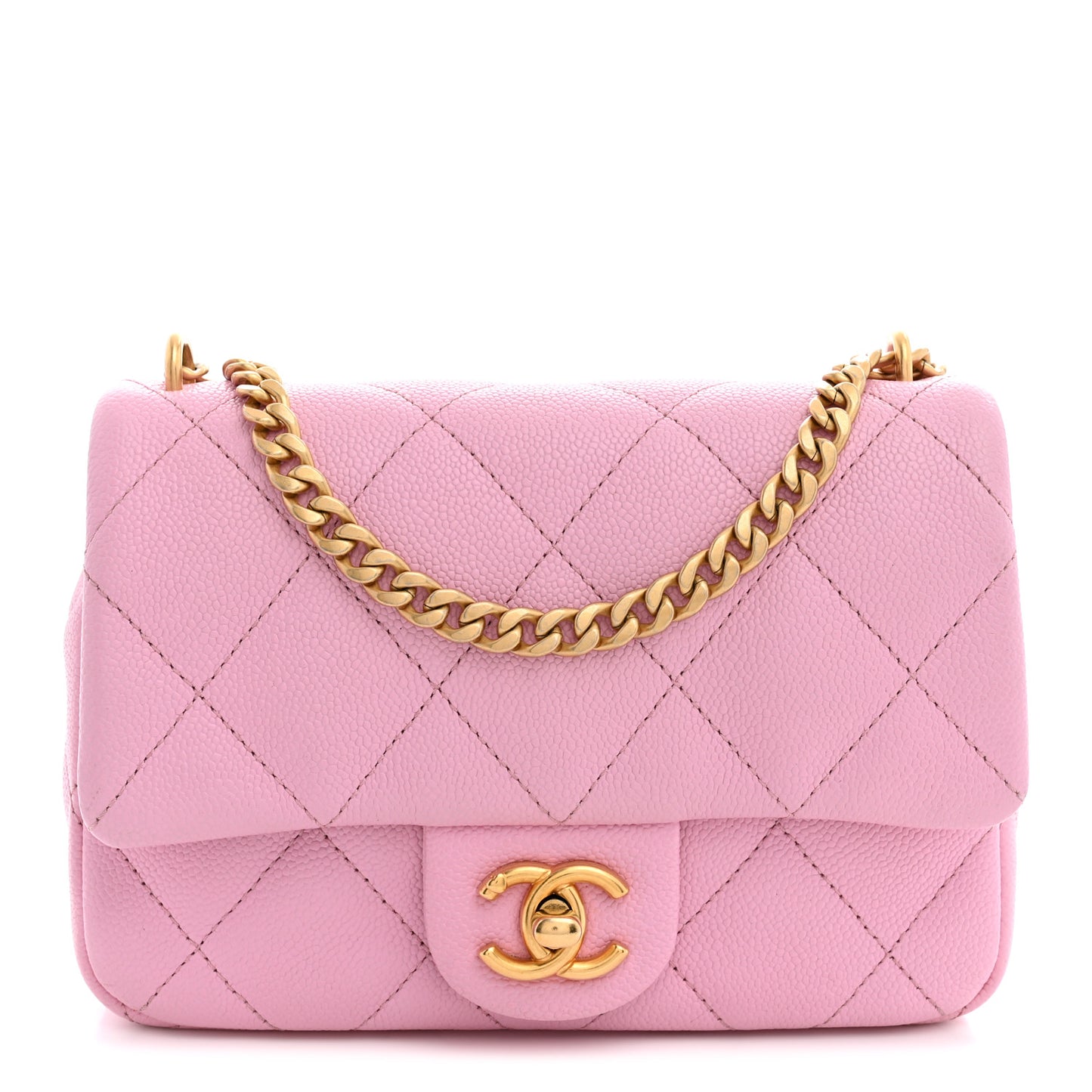 Caviar Quilted Mini Rectangular Sweetheart Flap Lilac