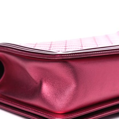Chanel Metallic Patent Quilted New Medium Boy Flap Fuchsia 8 of 9