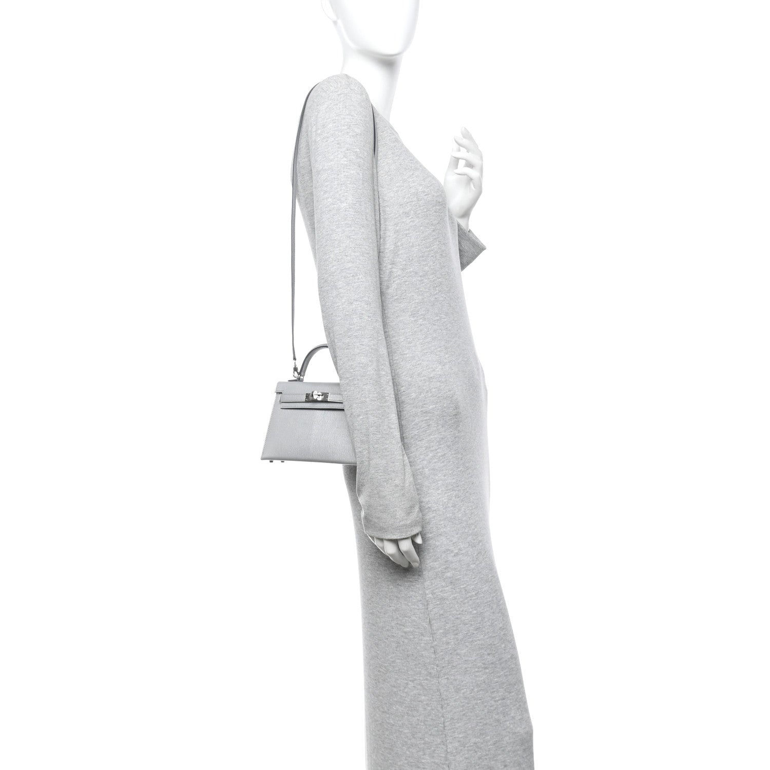 Hermes Metallic Chevre Chamkilight Mini Kelly Sellier 20 Argent 2 of 11