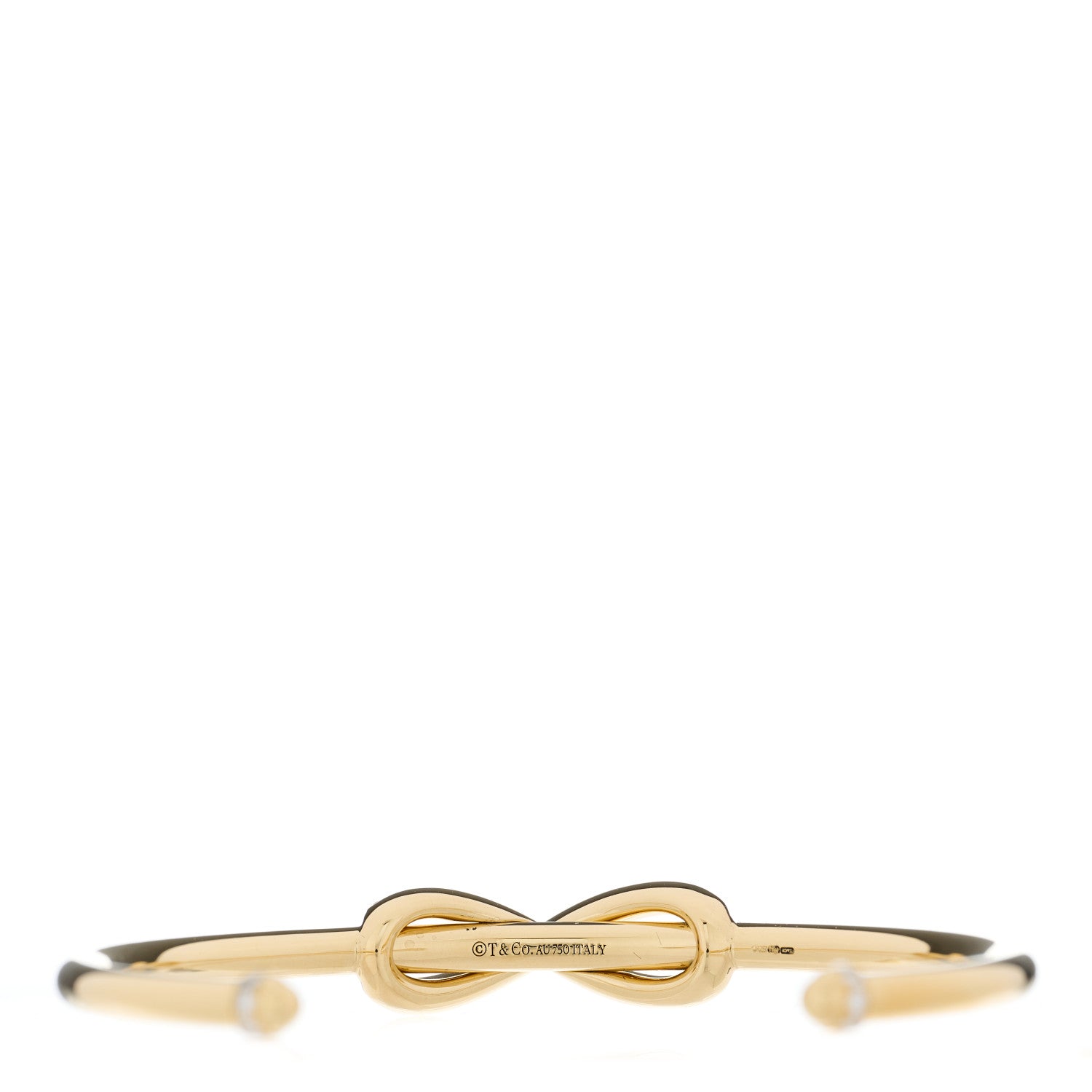 Tiffany 18K Yellow Gold Diamond Infinity Cuff Bracelet 3 of 4
