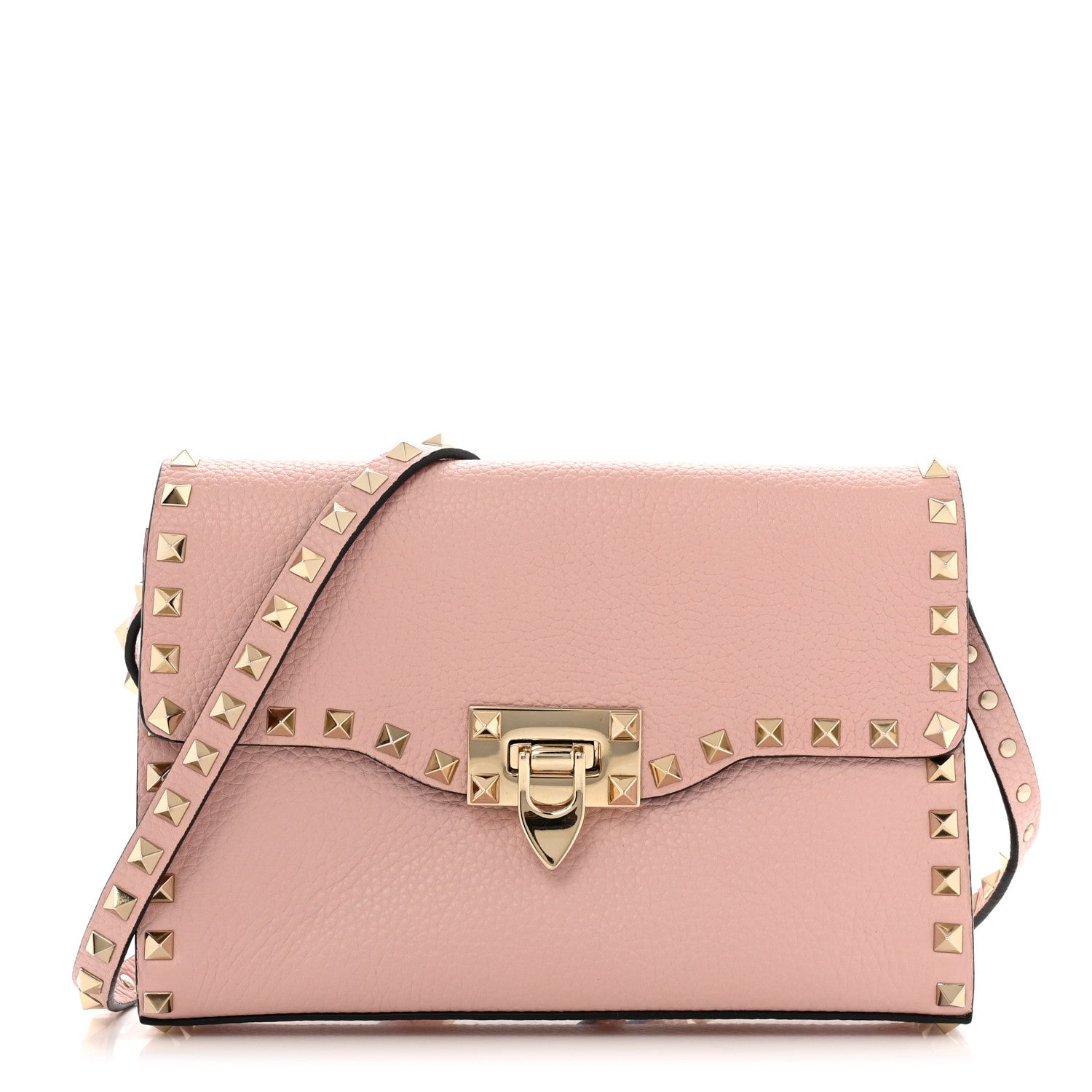 Valentino Garavani Pebbled Calfskin Medium Rockstud Flip Lock Crossbody Bag Loto 1 of 11