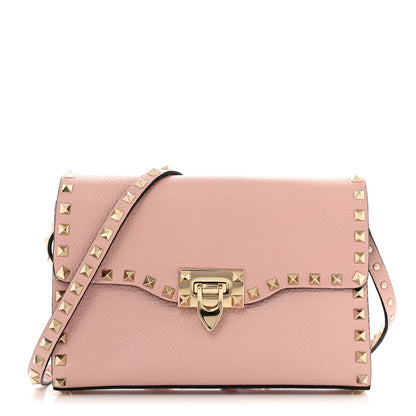Valentino Garavani Pebbled Calfskin Medium Rockstud Flip Lock Crossbody Bag Loto 1 of 11