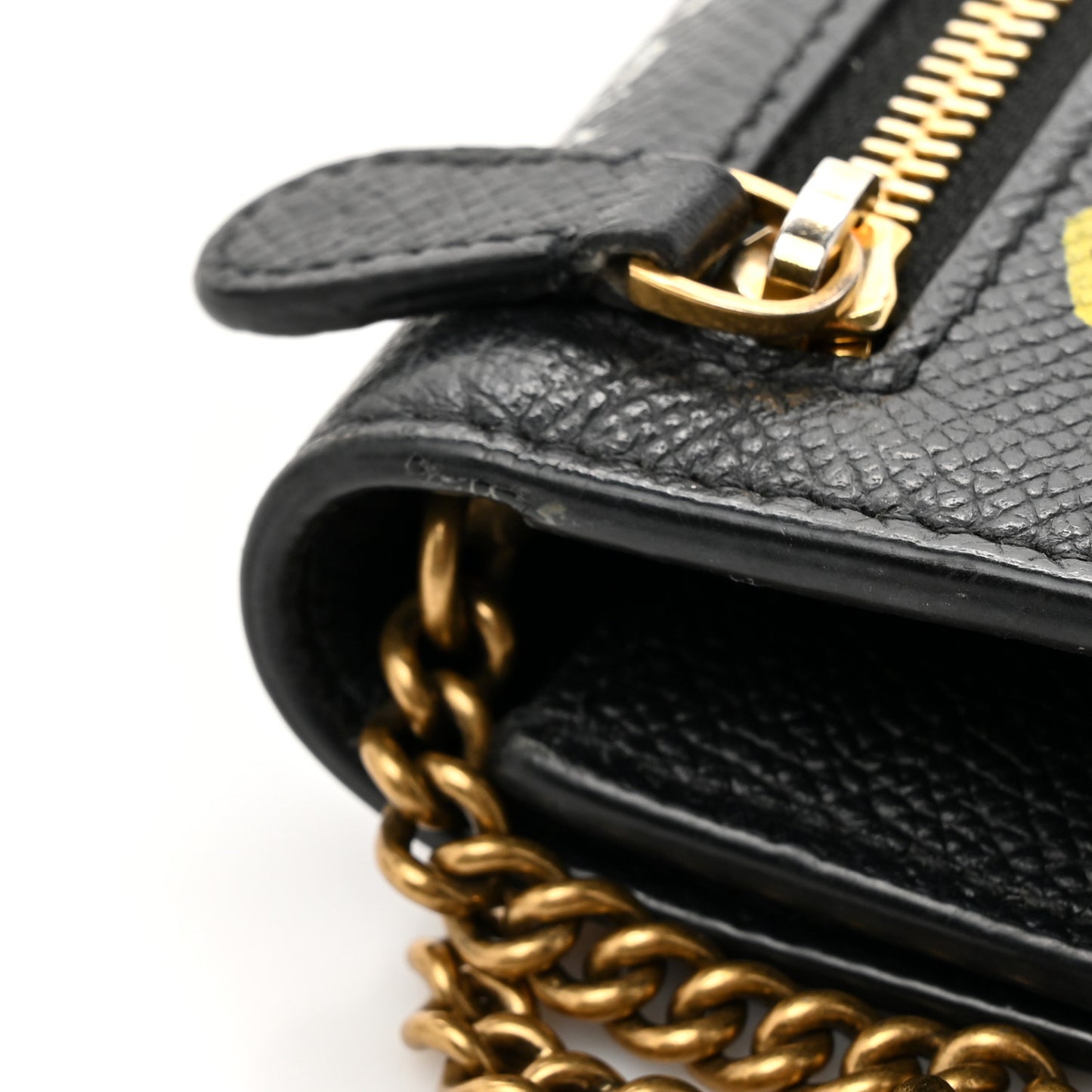 Signature Grained Calfskin Graffiti BB Chain Wallet Black Multicolor
