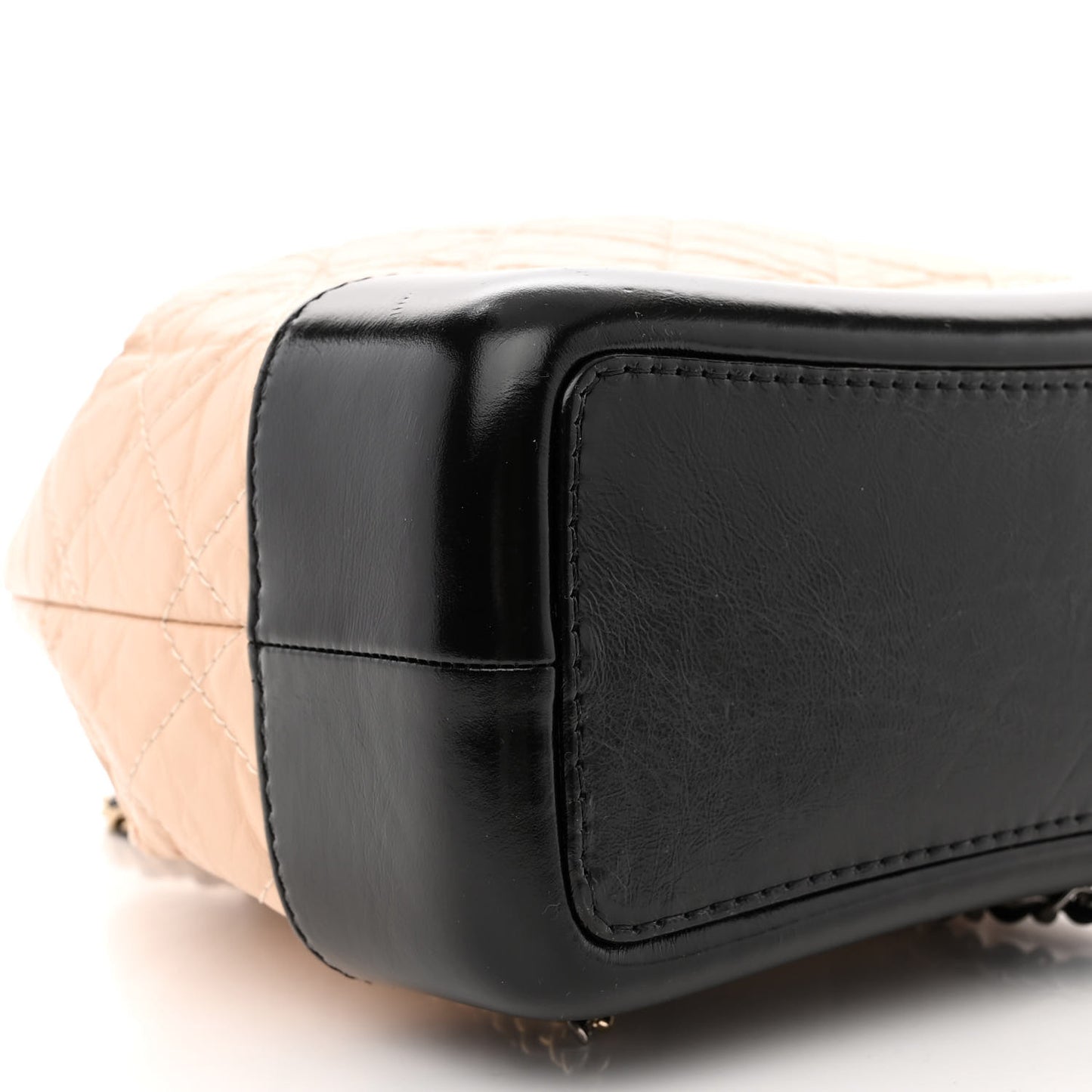 Aged Calfskin Quilted Small Gabrielle Backpack Beige Black