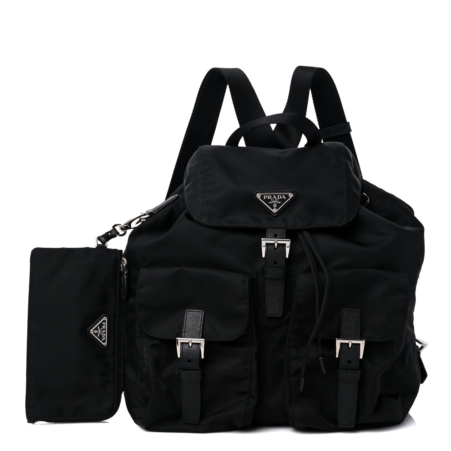 Re-Nylon Saffiano Medium Backpack Black