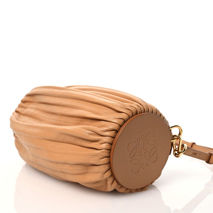 Loewe Lambskin Pleated Bracelet Pouch Shoulder Bag Warm Desert 10 of 12