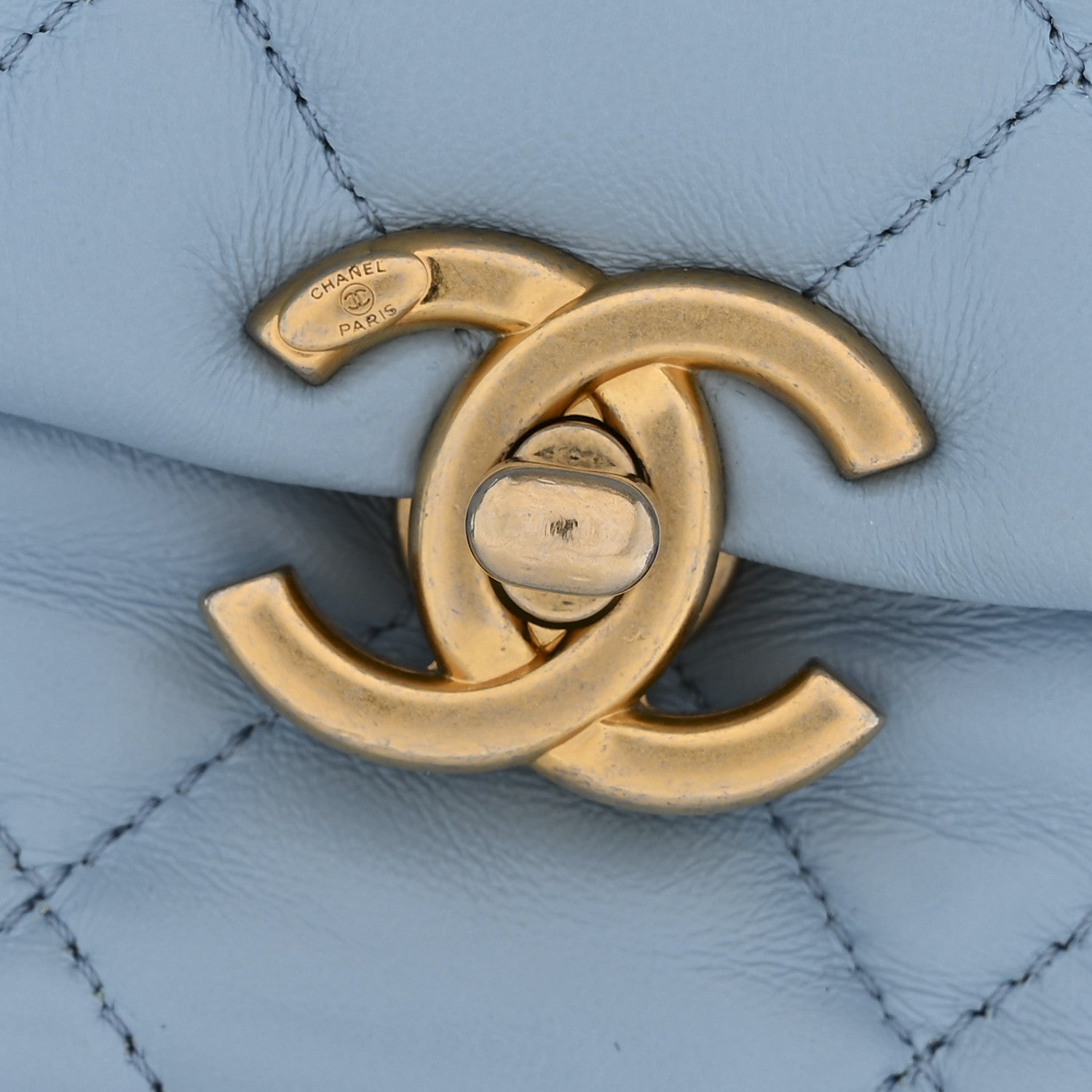 Chanel Lambskin Quilted Mini Lacquered Chain Flap Light Blue 12 of 12