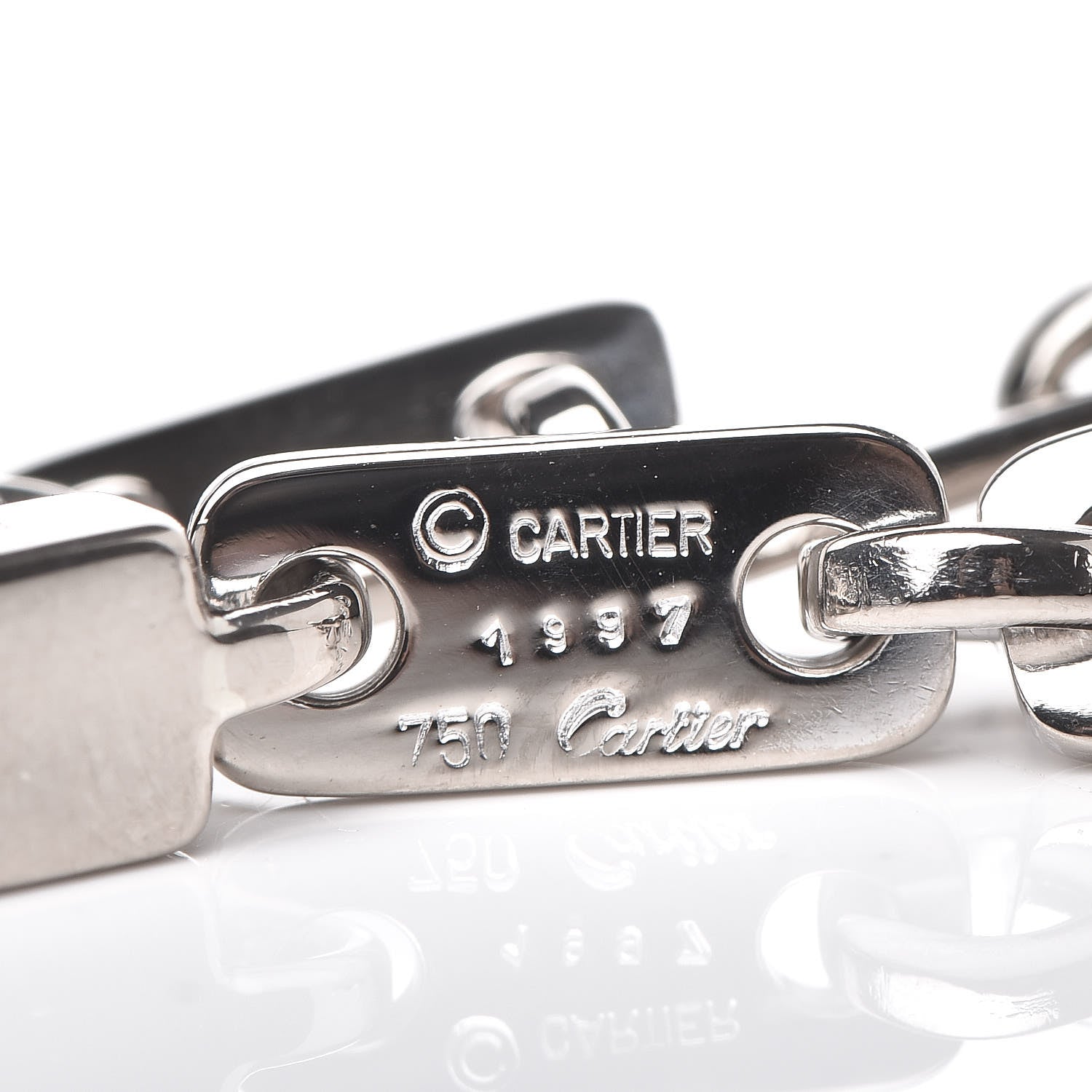 Cartier 18K White Gold Fidelity Heart Key Bracelet 5 of 5