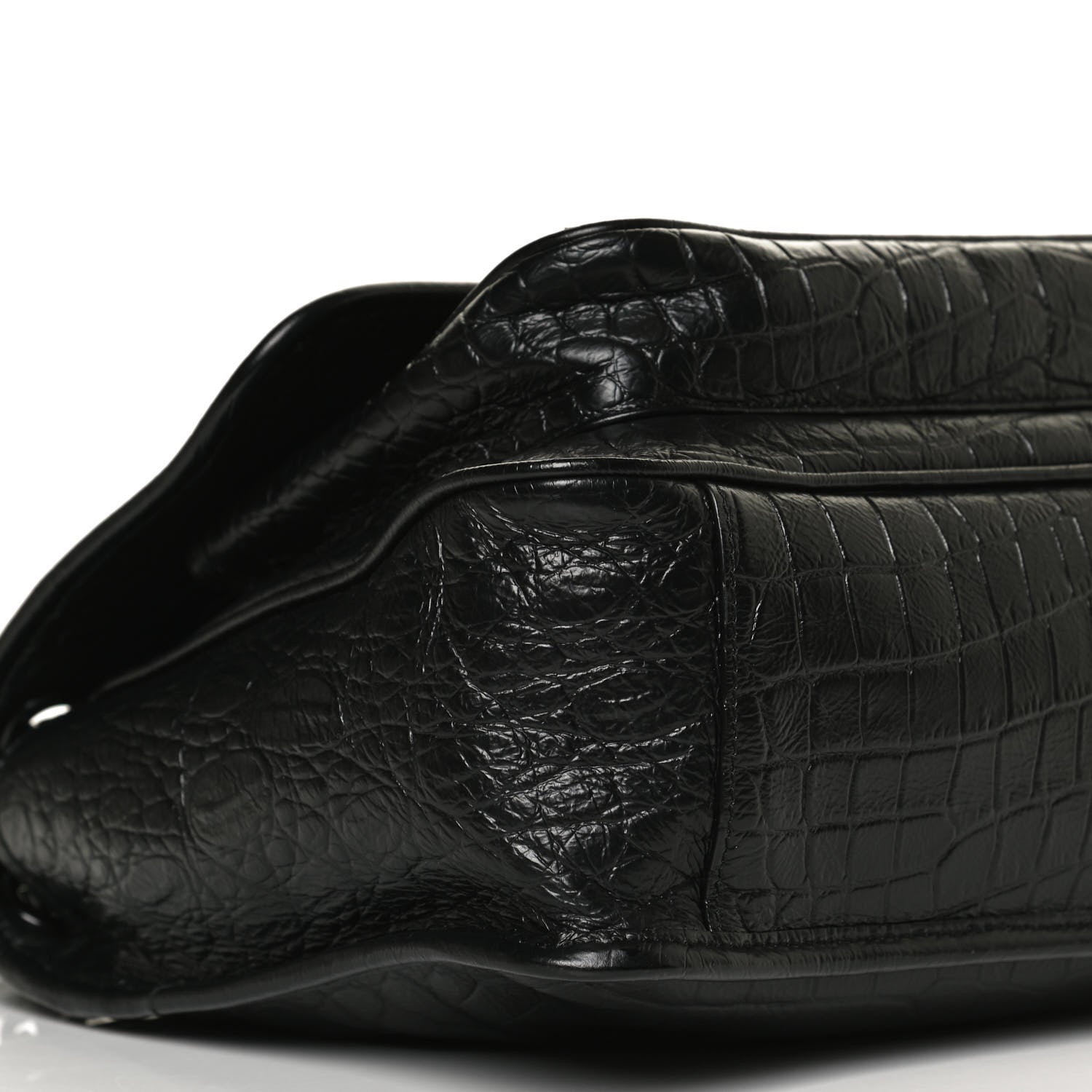 Saint Laurent Crocodile Embossed Lambskin Monogram Medium Niki Chain Satchel Black 10 of 11