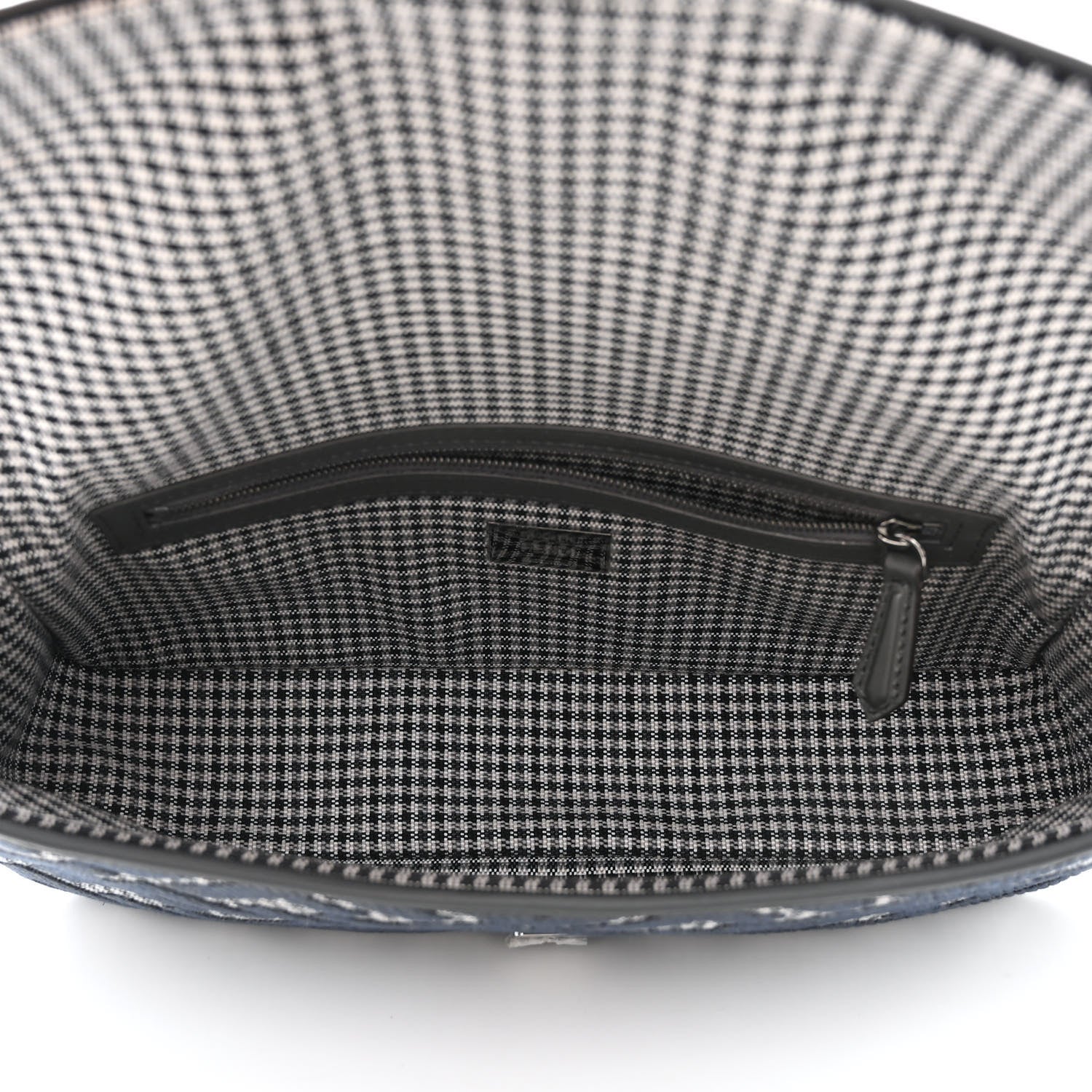 Fendi Wool Vitello King Houndstooth FF Embroidered Baguette Grigio Anthracite 5 of 10