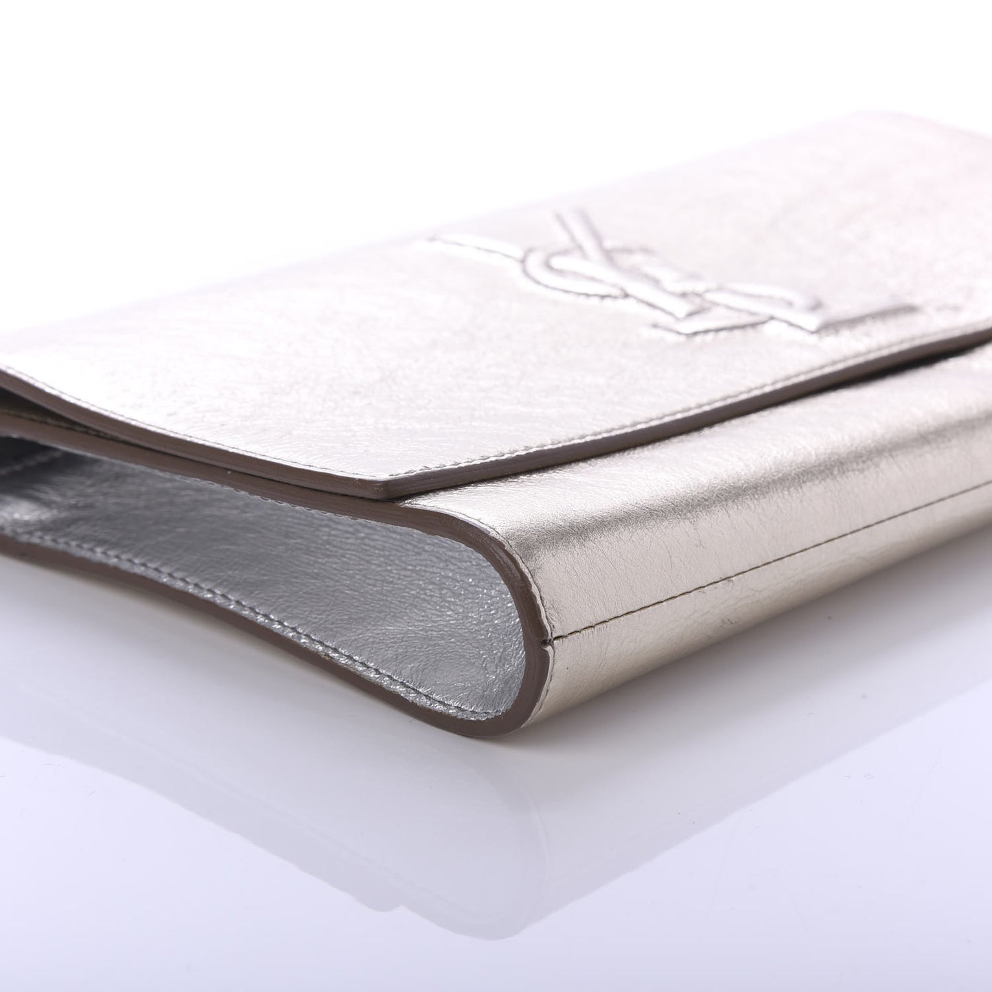 Metallic Calfskin Monogram Large Belle De Jour Clutch Silver