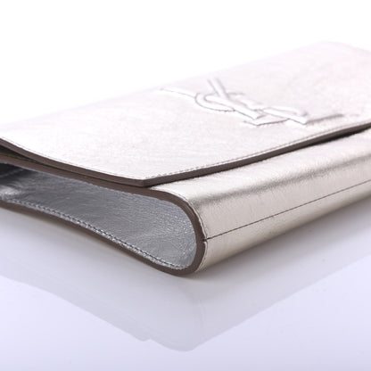 Saint Laurent Metallic Calfskin Monogram Large Belle De Jour Clutch Silver 6 of 9