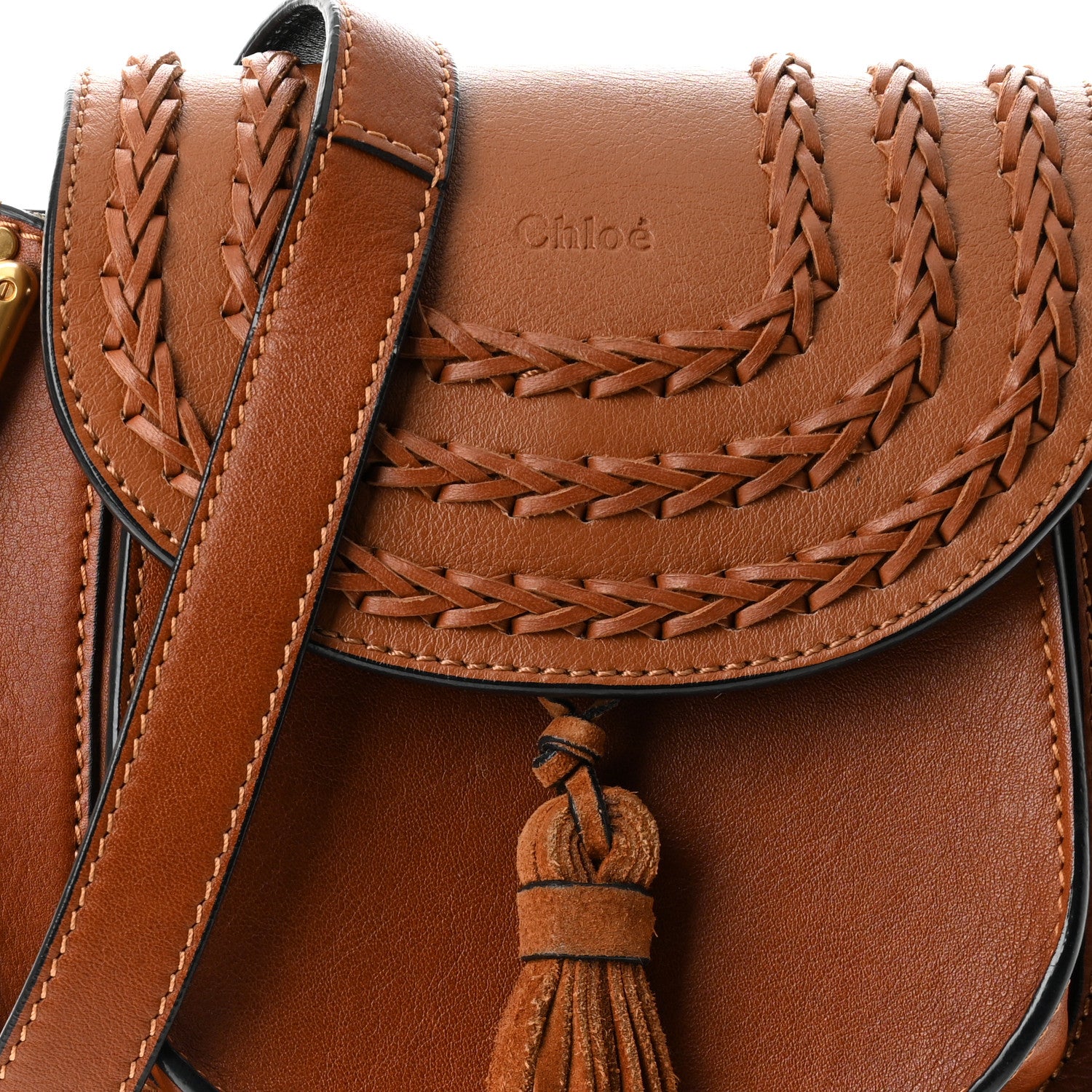 Chloe Calfskin Braided Mini Hudson Shoulder Bag Caramel 8 of 10