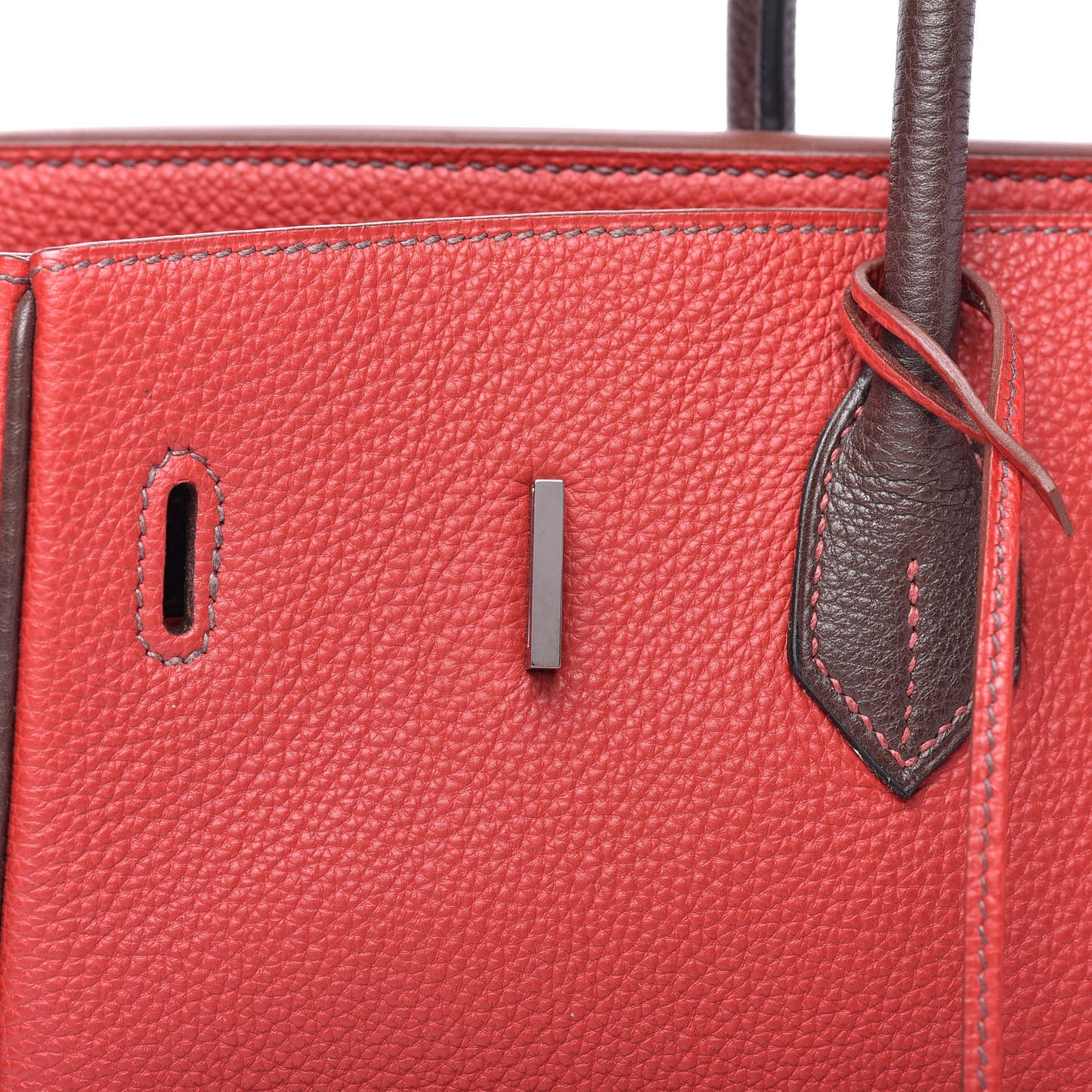 Togo Bi Color Horseshoe Birkin 35 Rouge Garance Chocolate
