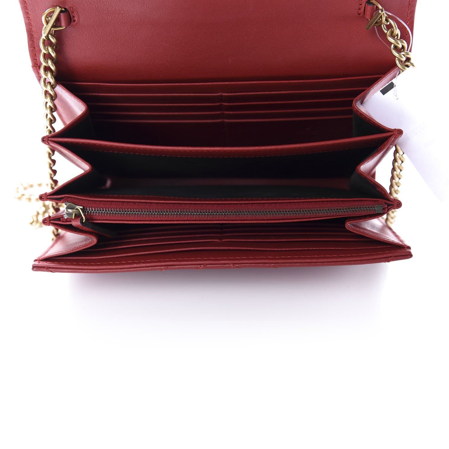 Gucci Calfskin Matelasse GG Marmont Chain Wallet Hibiscus Red 5 of 10