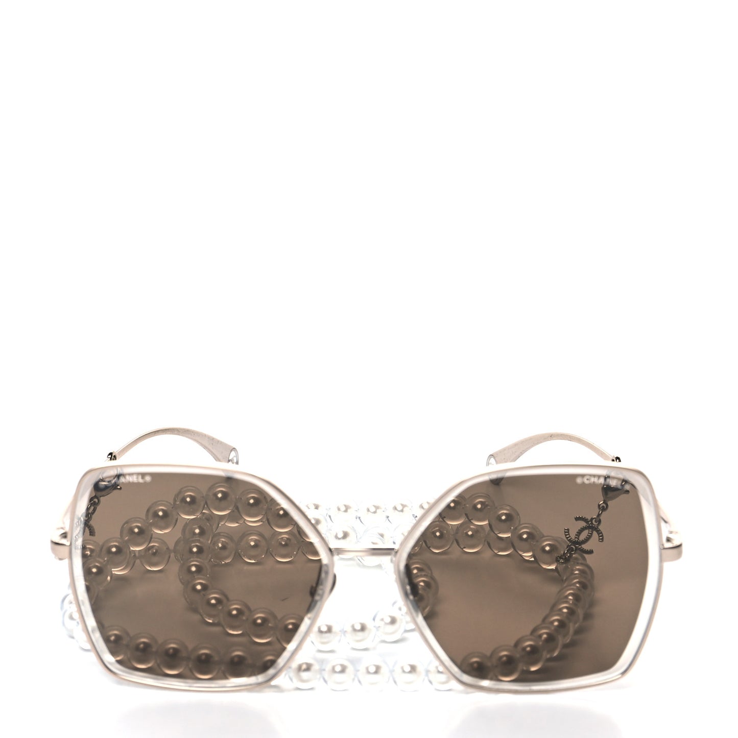 Butterfly Removable Pearl Chain Sunglasses 4262 Brown