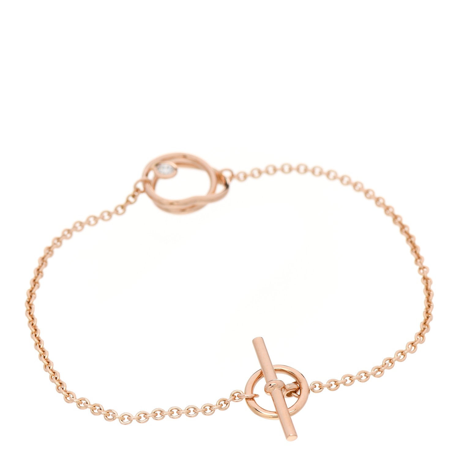 Hermes 18K Rose Gold Diamond TPM Vertige Coeur Bracelet ST 2 of 5