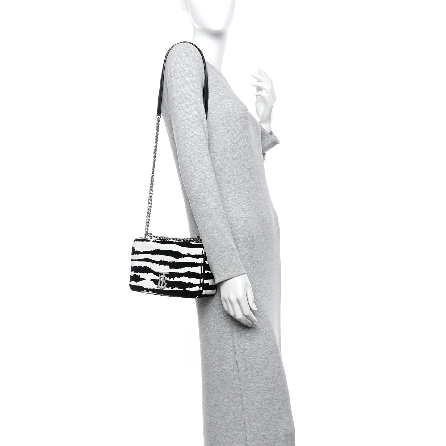 Calfskin Zebra Print Lola Bag Black White