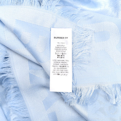 Burberry Silk Wool Monogrammed TB Print Square Scarf Blue 2 of 3