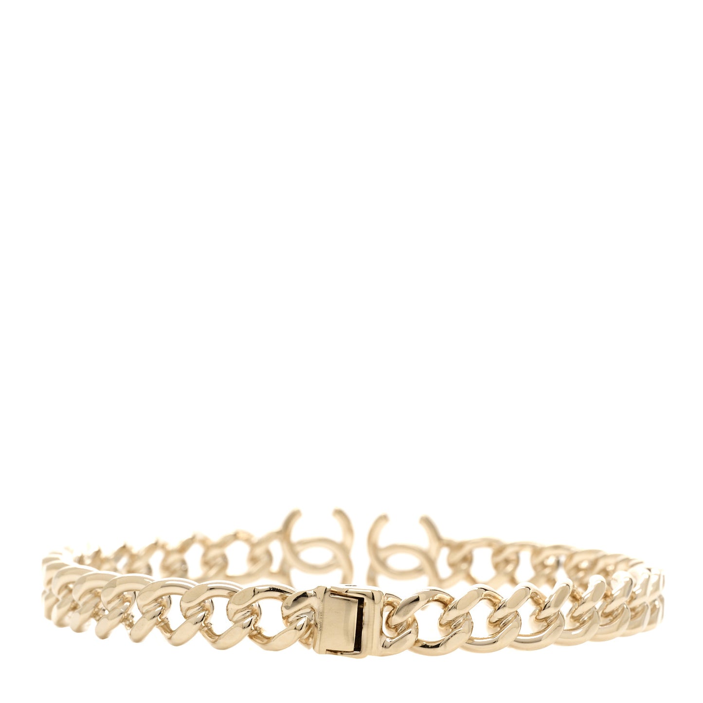 Metal CC Chain Link Choker Necklace L Gold