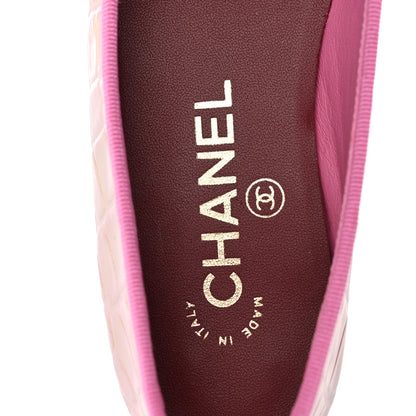 Chanel Iridescent Calfskin Crocodile Embossed Ballerina Flats  35.5 Pink 8 of 11