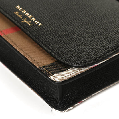 Burberry Grained Calfskin House Check Tartan Mix Hampshire Wallet On Chain Black 12 of 12