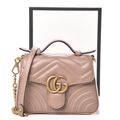 Gucci Calfskin Matelasse Mini GG Marmont Top Handle Shoulder Bag Porcelain Rose 10 of 10