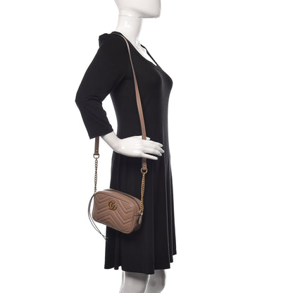 Gucci Calfskin Matelasse Mini GG Marmont Chain Shoulder Bag Porcelain Rose 2 of 10