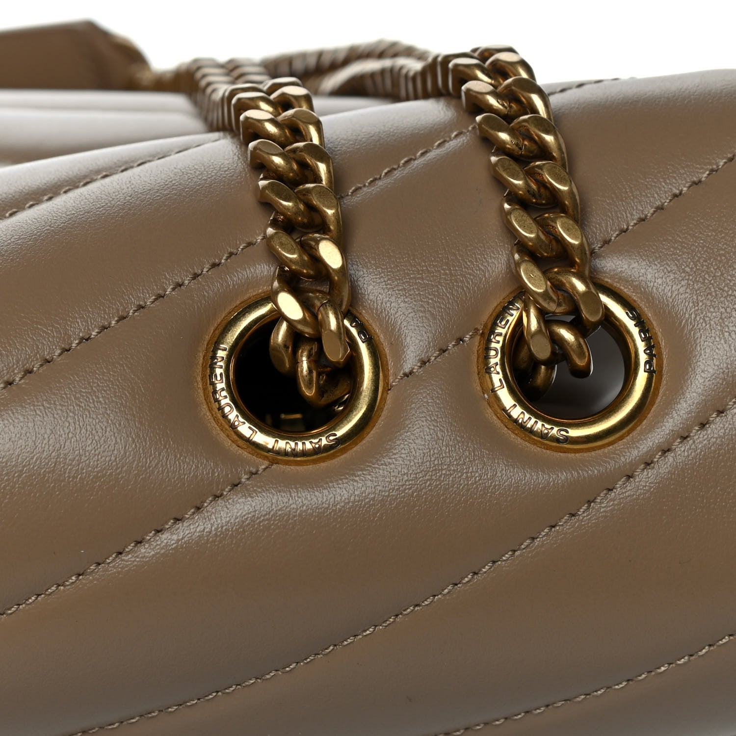 Saint Laurent Calfskin Y Quilted Monogram Medium Loulou Chain Satchel Dark Latte 10 of 16